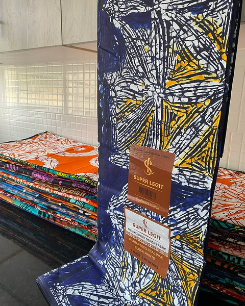 Tissu bleu jaune