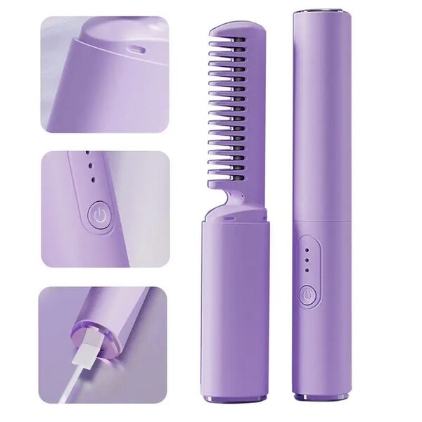 Peigne à lisser cheveux rechargeable