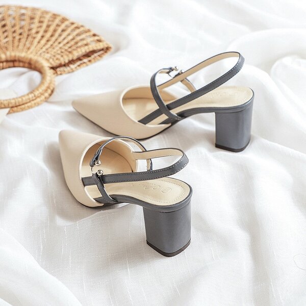 Cute solid heels sandals