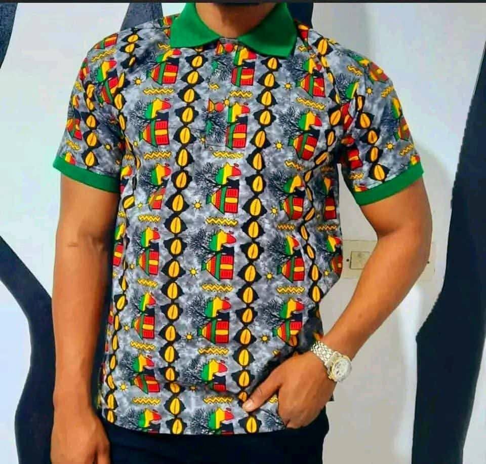 Polo homme imprimé africain