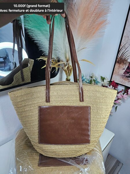 Sac de Plage en Paille Chic