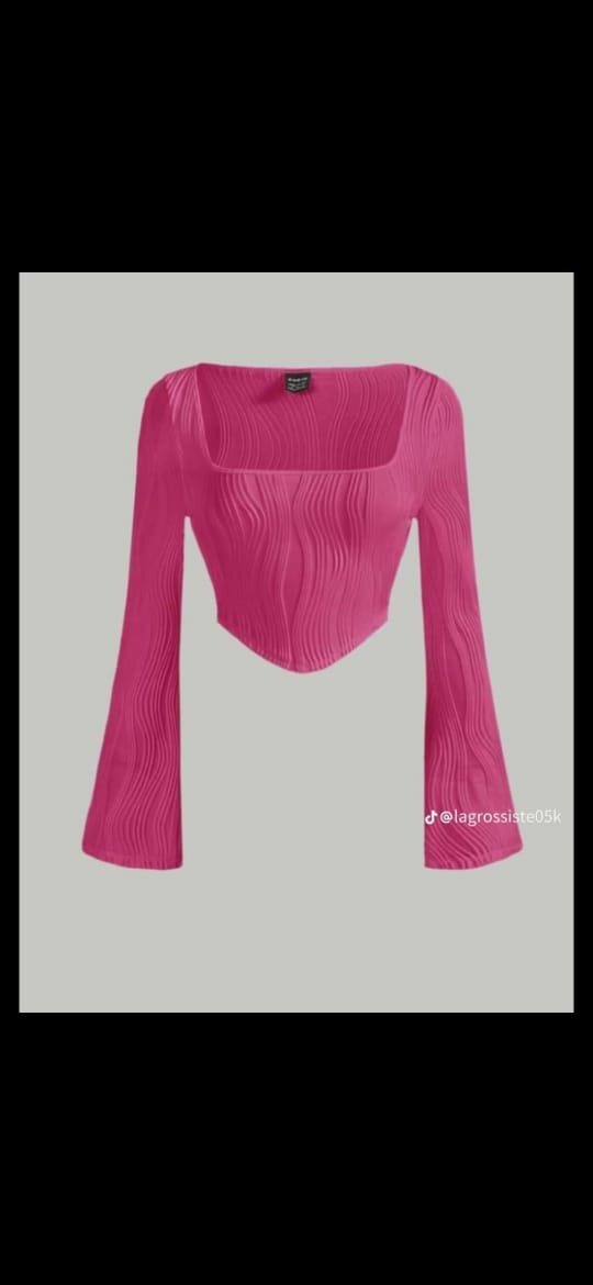 Top rose à manches larges