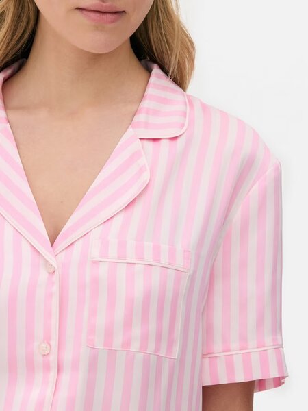 Satin striped short PJ set
