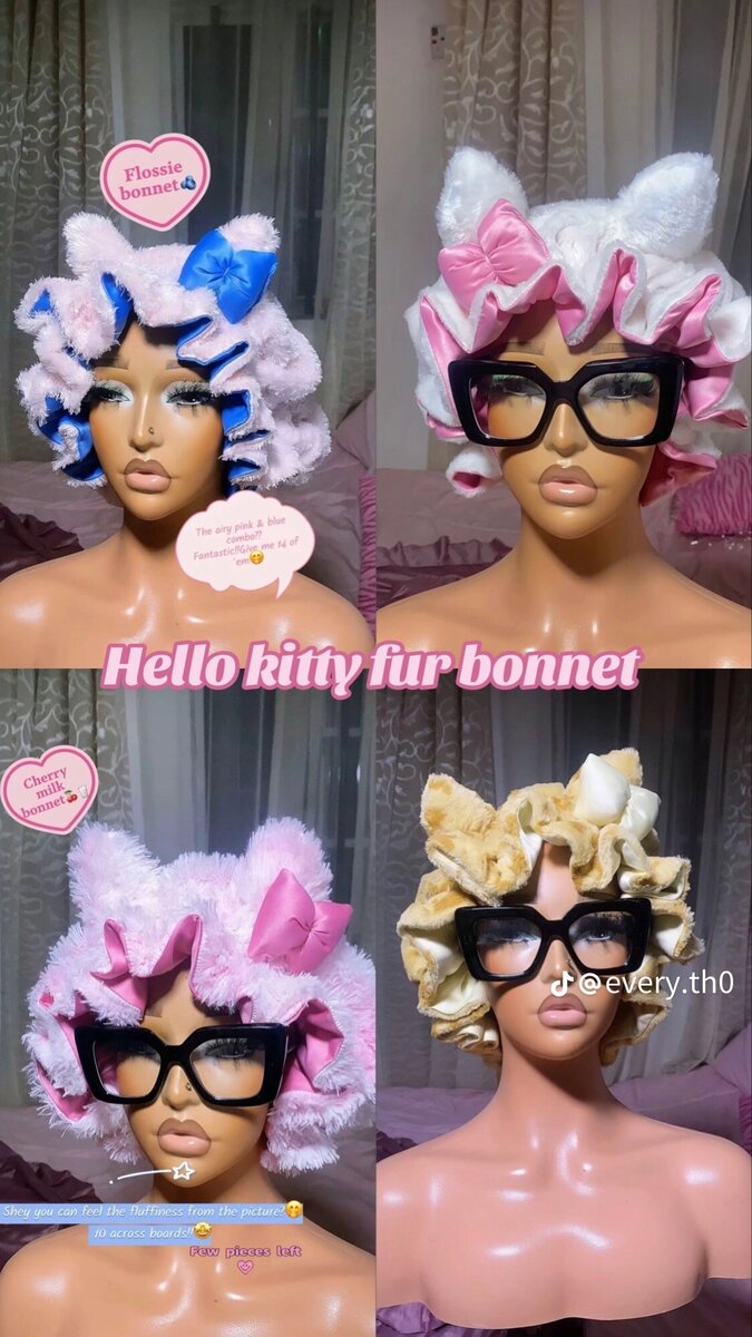 Bonnet en fourrure Hello Kitty