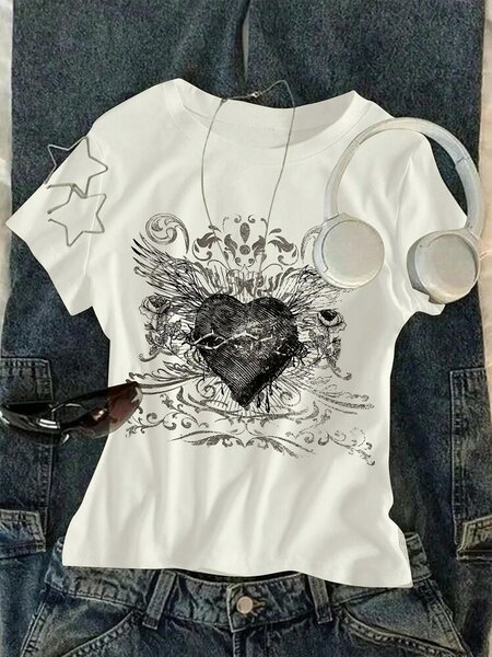 T-shirt cœur ailé graphique