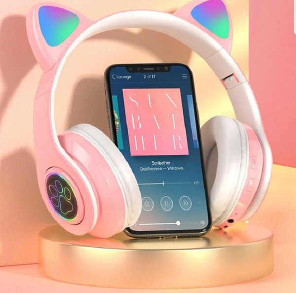 Casque bluetooth enfant Fille garçon  B39m - Oreilles Chat