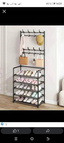 Rangement 4 niveaux à chaussures et porte manteau