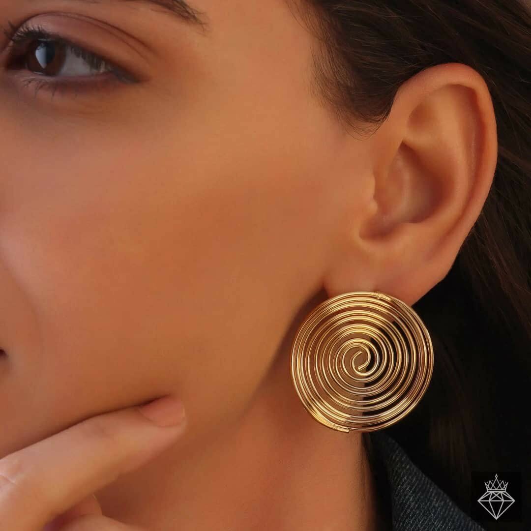 Boucles d'oreilles spirales dorées