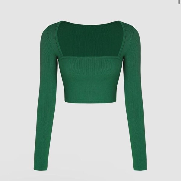 Top court en maille vert