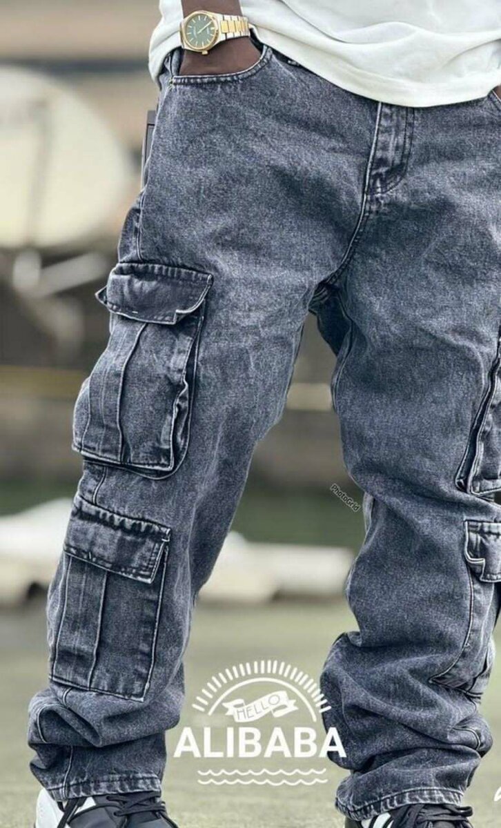 Pantalon cargo noir pour homme