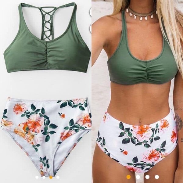 Bikini taille haute floral