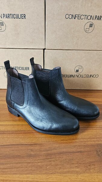 Bottine à gaine en cuir bleue