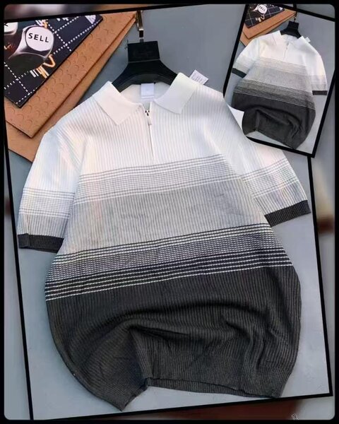 T-Shirt Polo à Rayures Décontractée