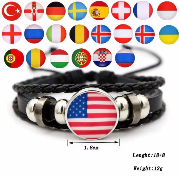 Bracelet en cuir avec drapeau