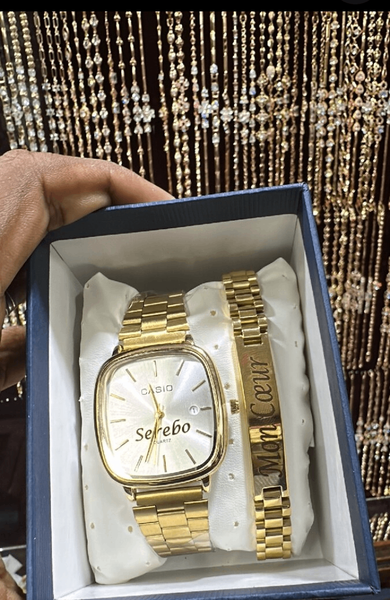 Montre et Bracelet Doré Élégant