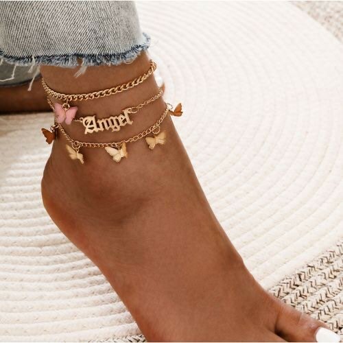 Anklet Bracelet Set Women Anklet Bracelet Leg Chain Gold Jew