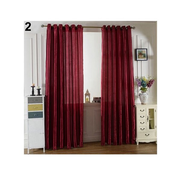 Through Rod/Perforated Pure Color Window Panel-Dark Blue