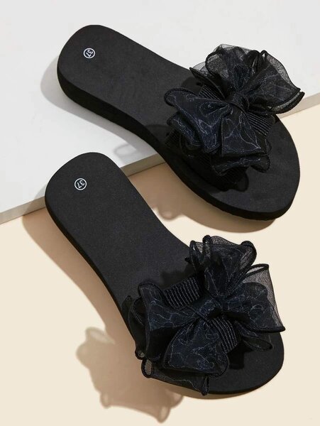 Emery rose bow decor thick sole slides
