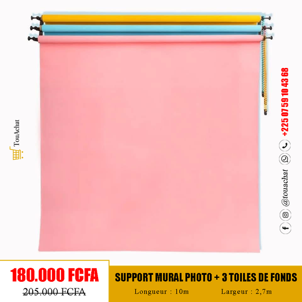 Kit Support Mural Photo + 3 Toiles de Fonds