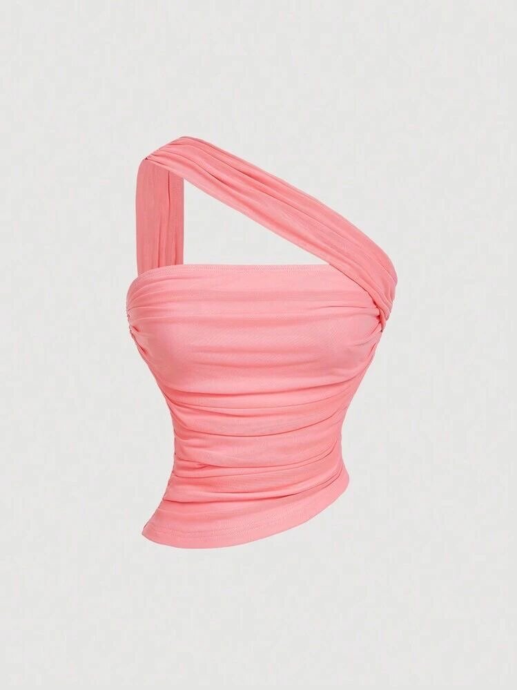 Top asymétrique rose élégant
