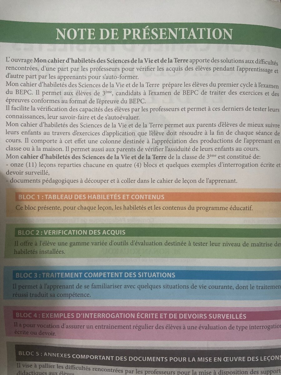 Cahier de SVT 3ème