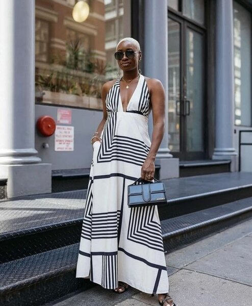 Long cut back dress