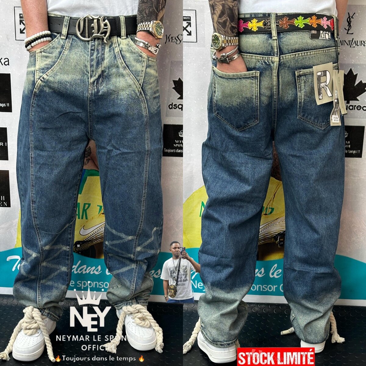 Jean en denim délavé homme
