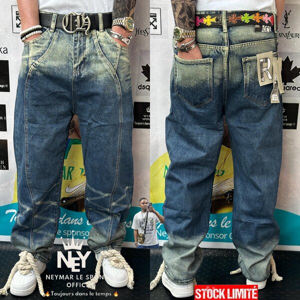 Jean en denim délavé homme