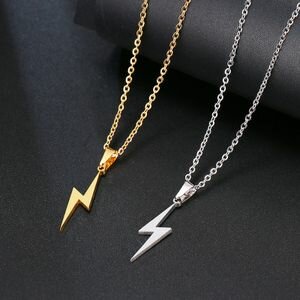 2 Colliers Pendentif Foudre Inoxydable