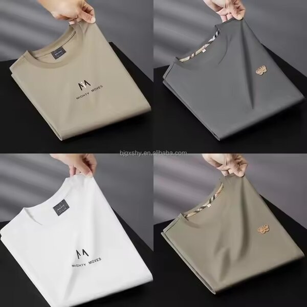 Cotton Short Sleeved T-shirt for Men's Summer New Round Neck