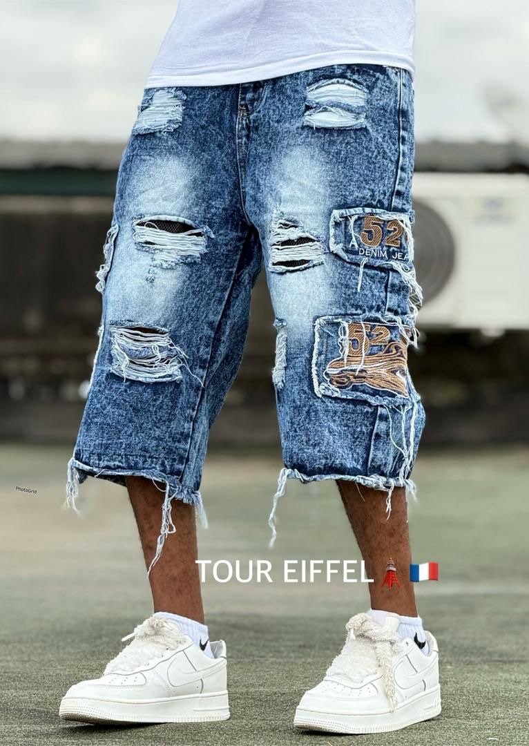 Culotte en jean déchiré homme