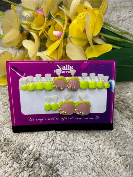 Faux Ongles Élégants Vert Fluo