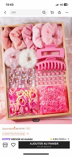 Set d'accessoires cheveux rose