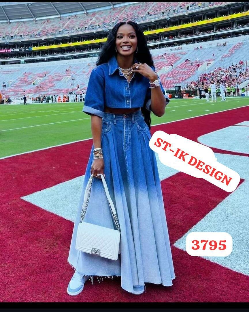 Robe longue en jean dégradé