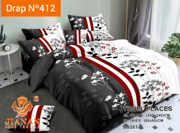 ▪️2 Draps 3 places + 2 taies noir blanc