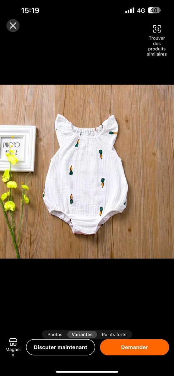Barboteuse Bébé Été en Coton