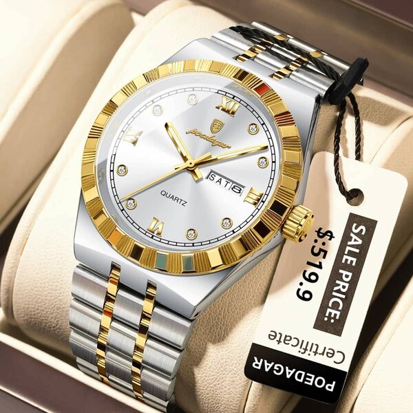 Montre Homme Luxe Bicolore