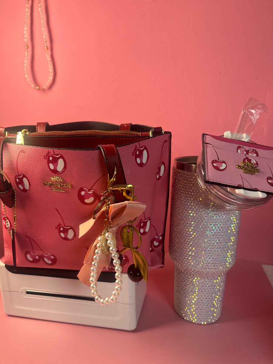 Chic Pink Cherry Tote Bag
