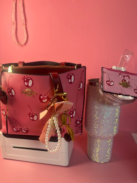 Chic Pink Cherry Tote Bag