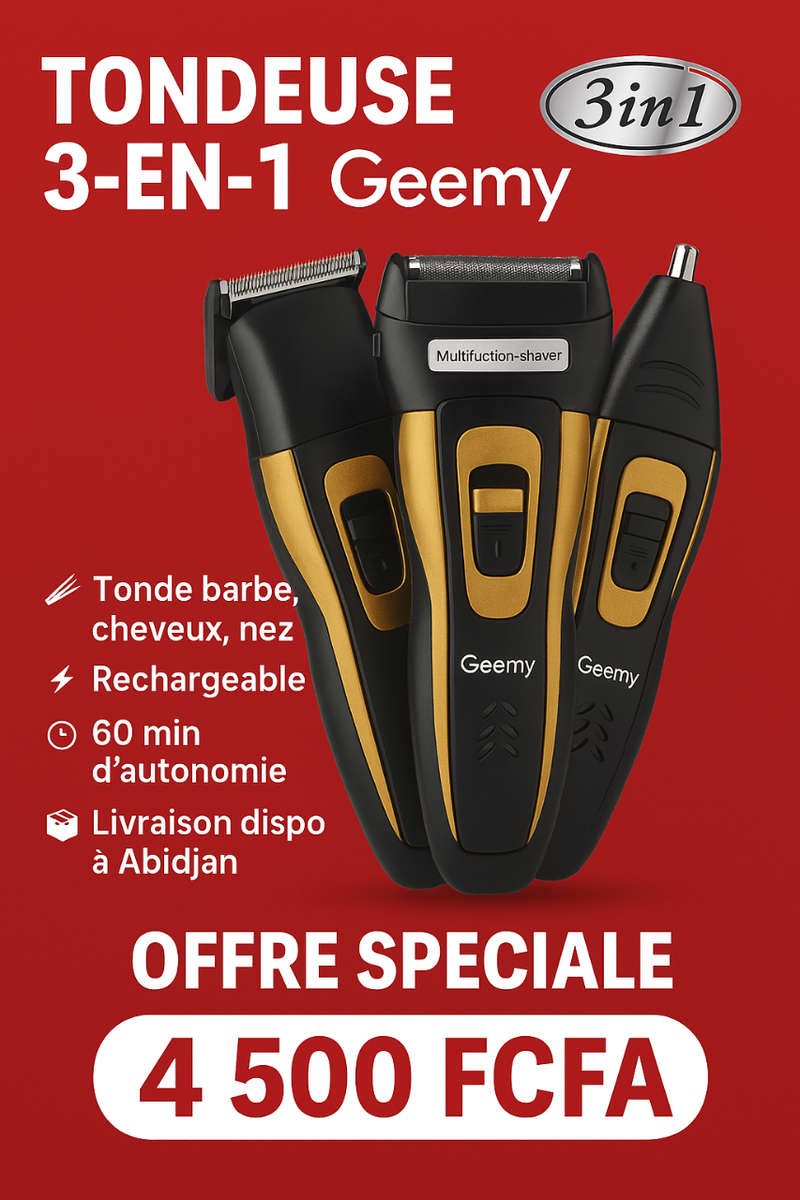 Tondeuse 3-en-1 Geemy Rechargeable