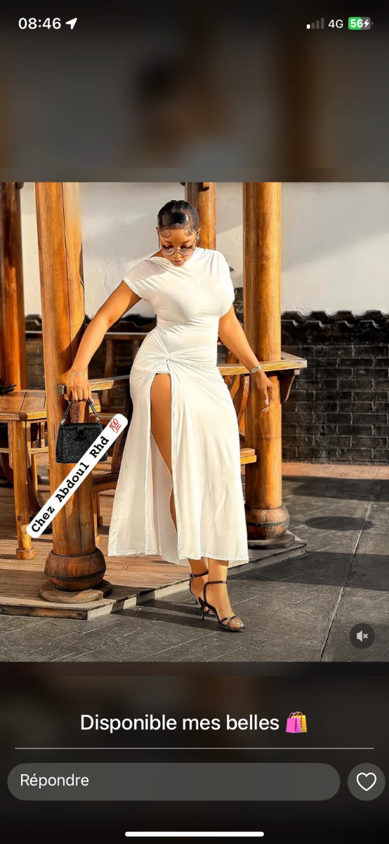 Robe Élégante Fendue Blanche