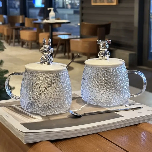 Glass mug with spoon