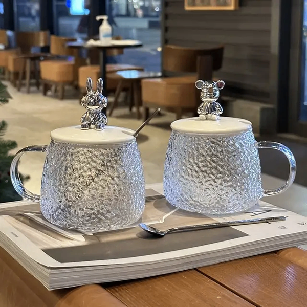 Glass mug with spoon