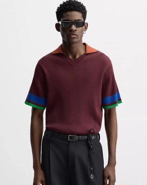 Polo en maille rétro homme multicolore