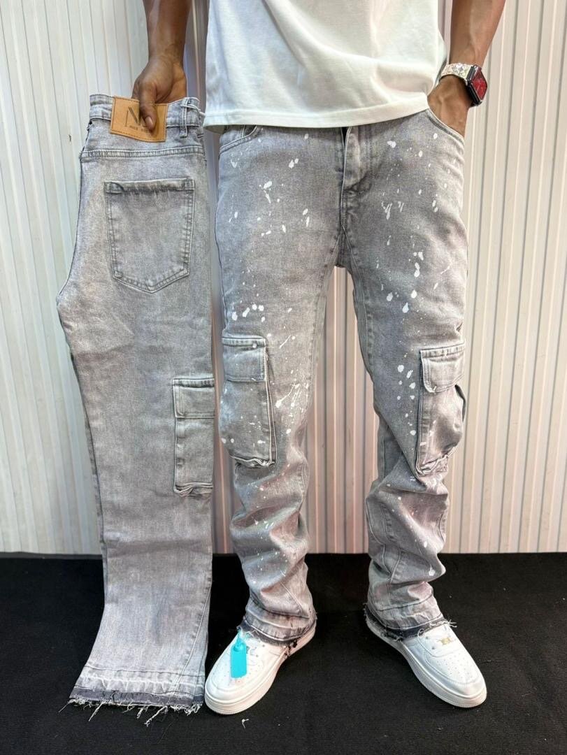Jean cargo gris tendance