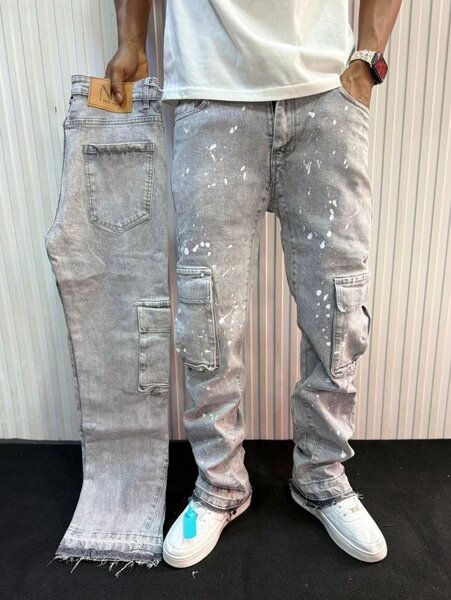 Jean cargo gris tendance