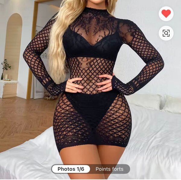 Robe en dentelle noire sexy