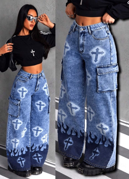 Jean Cargo Femme Style Gothique