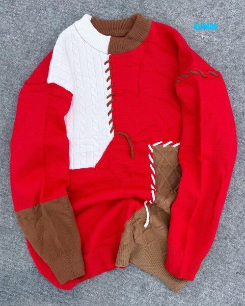 Pull tricolore patchwork