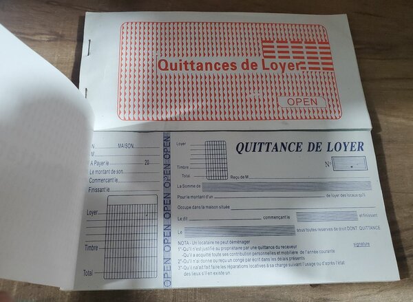 Carnet de Quittance de loyer